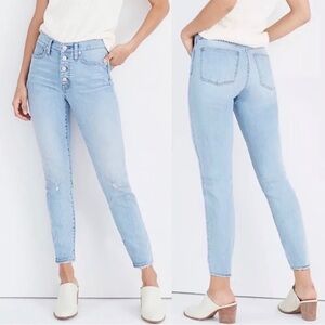9" High- Rise Skinny Crop Jeans in Asbury Wash: Button-Front Edition